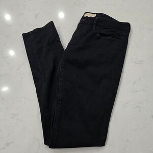 Tory Burch Super Skinny Jeans Black Denim Logo Hardware Size 29